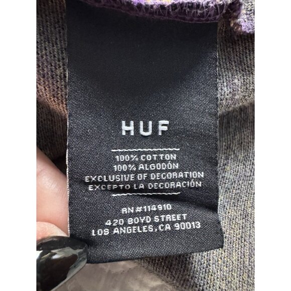 HUF Brand Men's Sz M Allen Knit Top Short Sleeve T-Shirt Green & Purple Striped - Picture 7 of 10